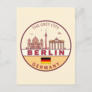 Berlin Tyskland City Skyline Emblem Vykort