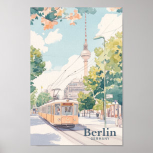 Berlin Tyskland Gouache Paint Illustration Travel  Poster
