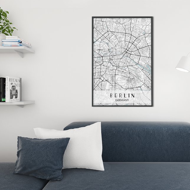 Berlin Tyskland Karta Poster (berlin germany map)