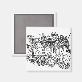 Berlin Tyskland Landmark Souvenir Teckning Magnet