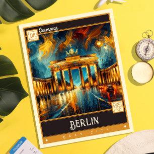 Berlin, Tyskland Måla Vintage Vykort