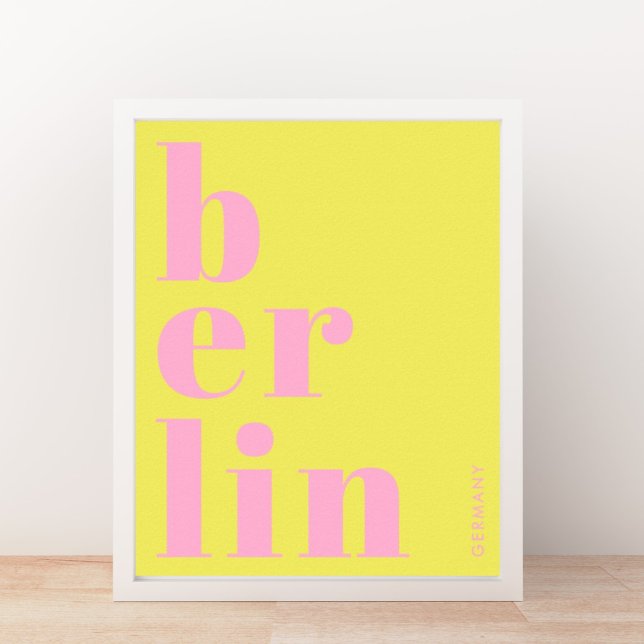 Berlin Tyskland modern typografi gul rosa Poster (Skapare uppladdad)