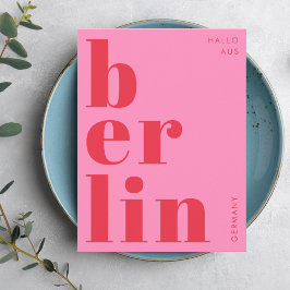 Berlin Tyskland modern typografi rosa röd vykort