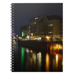 Berlin Tyskland Night Spree Deutschland Nacht Anteckningsbok Med Spiral