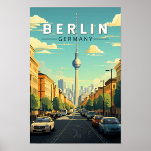 Berlin Tyskland Resa Konst Vintage Poster