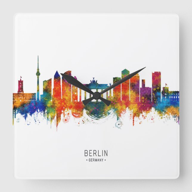 Berlin Tyskland Siluett Fyrkantig Klocka (Framsida)