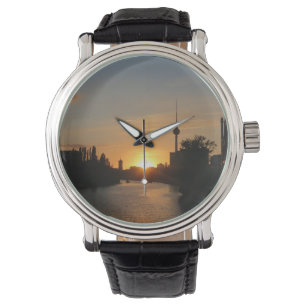 Berlin Tyskland Siluett Natt Fernsehturm Armbandsur