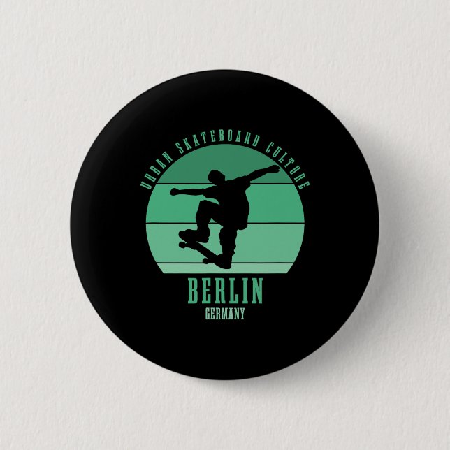 Berlin Tyskland Skateboardare Urn Skateboard 4  Knapp (Framsida)