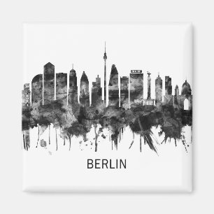 Berlin Tyskland Skyline BW Magnet
