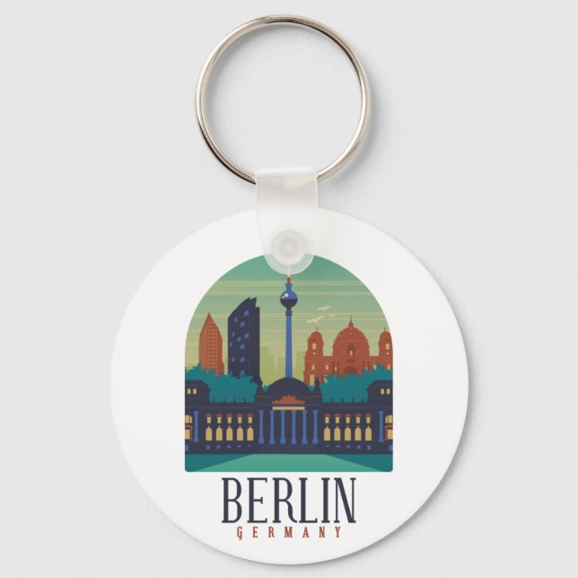 Berlin Tyskland Skyline Keychain Nyckelring (Framsida)