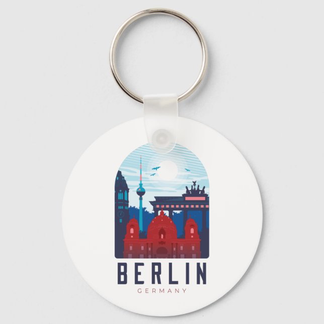 Berlin Tyskland Skyline Keychain Nyckelring (Framsida)