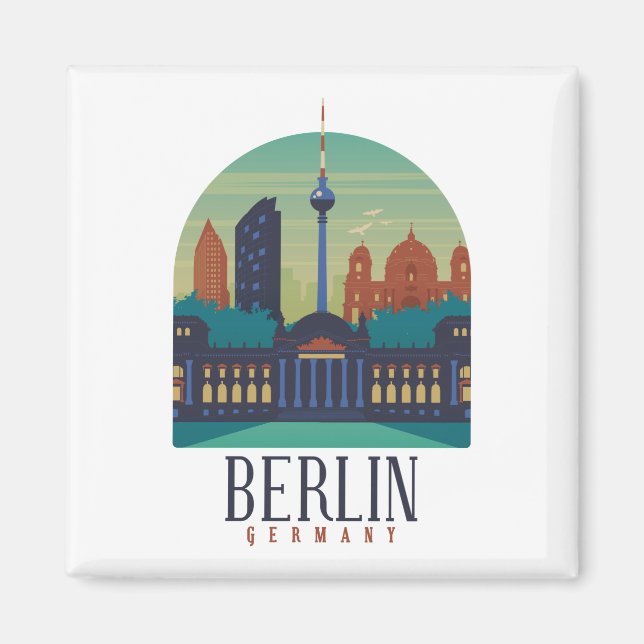 Berlin Tyskland Skyline Magnet (Framsidan)
