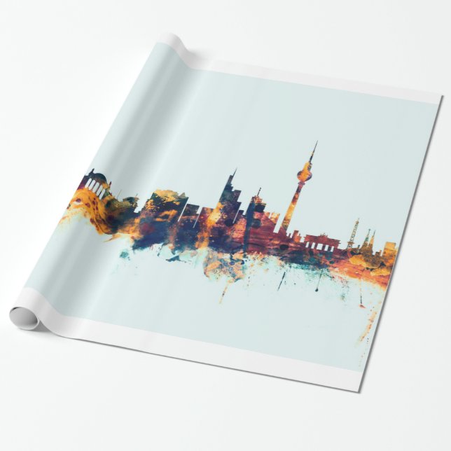 Berlin Tyskland Skyline Presentpapper (Utrullad)