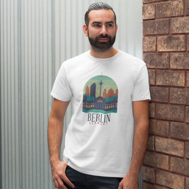 Berlin Tyskland Skyline T Shirt (Cool Berlin Germany Skyline Art T Shirt)