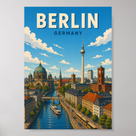 Berlin Tyskland Skyline TV-torn Stadssiluett Poster