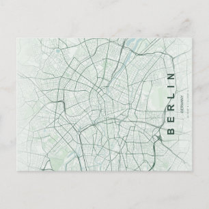 Berlin Tyskland Stadskarta Minimal Design Vykort