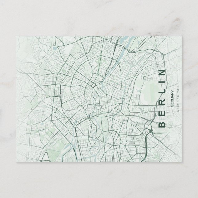 Berlin Tyskland Stadskarta Minimal Design Vykort (Framsida)