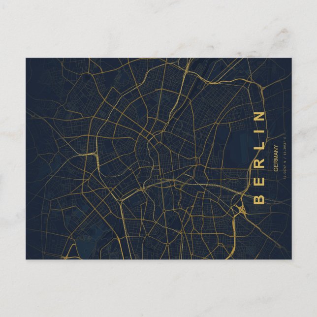 Berlin Tyskland Stadskarta Minimalistisk Design Vykort (Framsida)