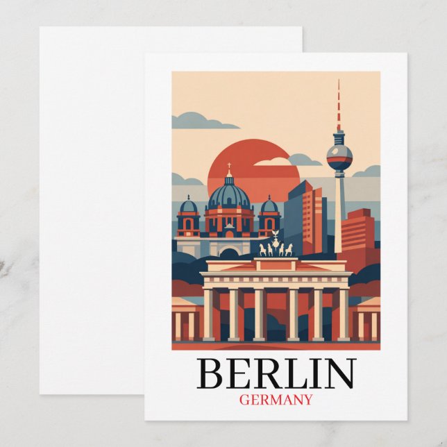 Berlin Tyskland Stadssiluett – minimalistisk vinta Kort (Fram/baksida)