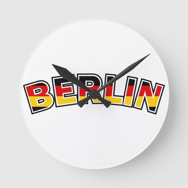 Berlin, Tyskland text med Tysklant flagga Rund Klocka (Framsida)