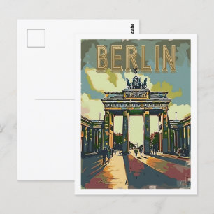 Berlin Tyskland Vintage Berömd Travel Ställe Vykort