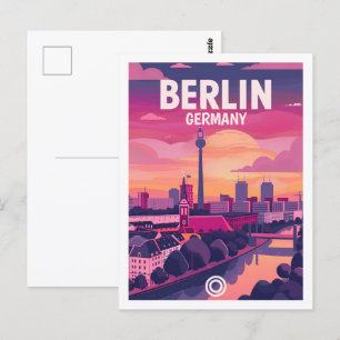 Berlin Tyskland Vintage Berömd Travel Ställe Vykort