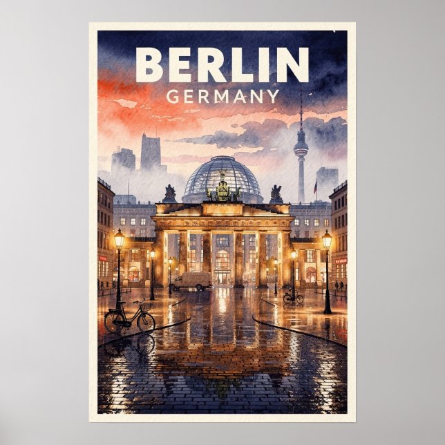 Berlin Tyskland Vintage Resa Poster (Framsidan)