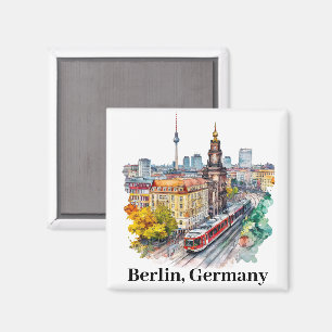 Berlin Tyskland Vintage resor Skyline Magnet