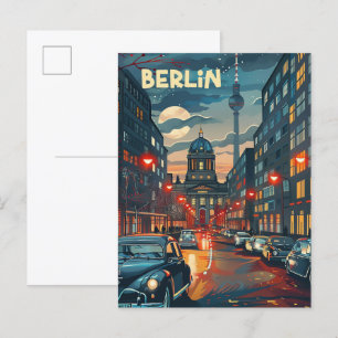 Berlin Tyskland Vintage Retro Reseskissillustratio Vykort