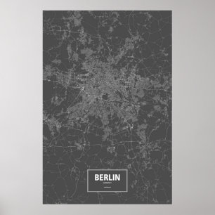 Berlin Tyskland (vit på svart) Poster