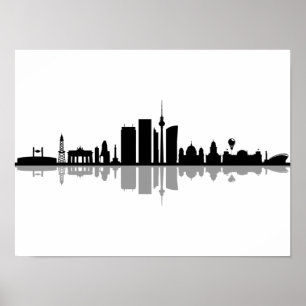 BERLIN Tysklandare Capital City Skyline Silhouette Poster