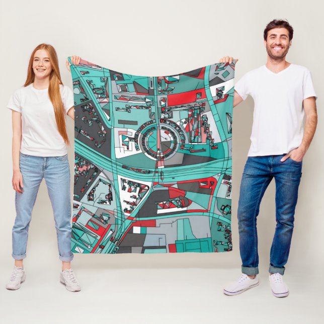 Berlin Tysklandkarta Fleecefilt (På plats)