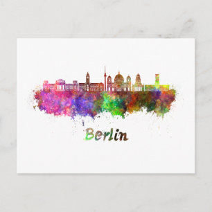 Berlin V2-skylin i vattenfärg Vykort