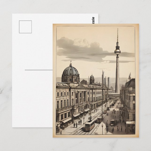 Berlin vintage affisch vykort (Fram/baksida)