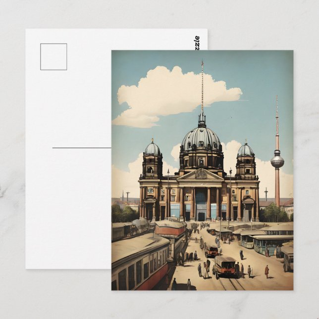 Berlin vintage affisch vykort (Fram/baksida)