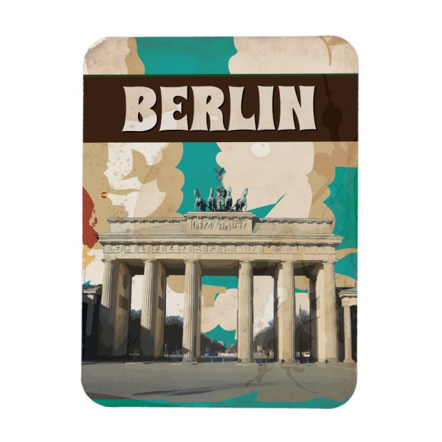Berlin Vintage Resemålningaffisch Magnet (Vertikal)