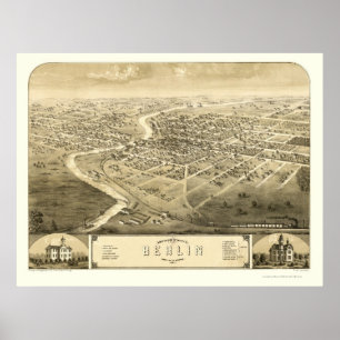 Berlin, WI Panoramic Karta - 1867 Poster