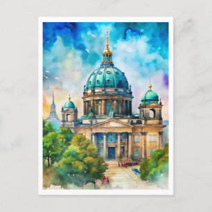 Berliner Dom Watercolor Painting Vykort