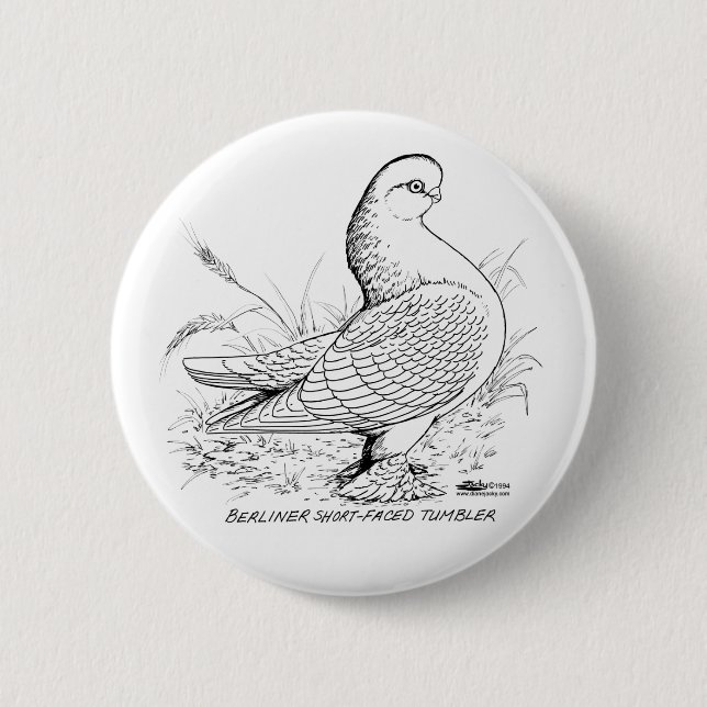 Berliner Pigeon Black and White Knapp (Framsida)