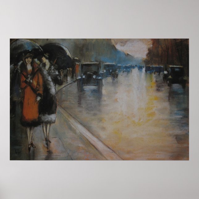 Berliner Straße im Regen Poster (Framsidan)