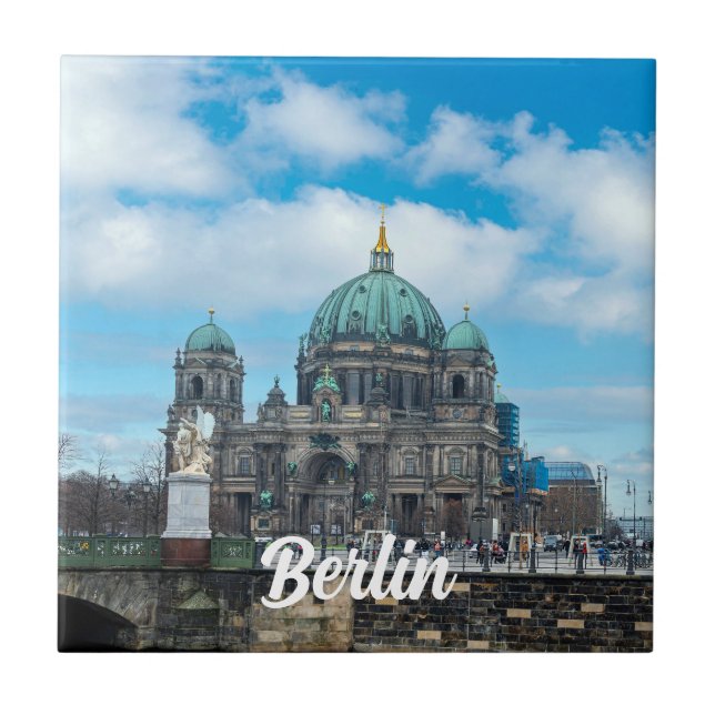 Berlinkatedralen och TV torn i Berlin, Tyskland Kakelplatta (Framsidan)