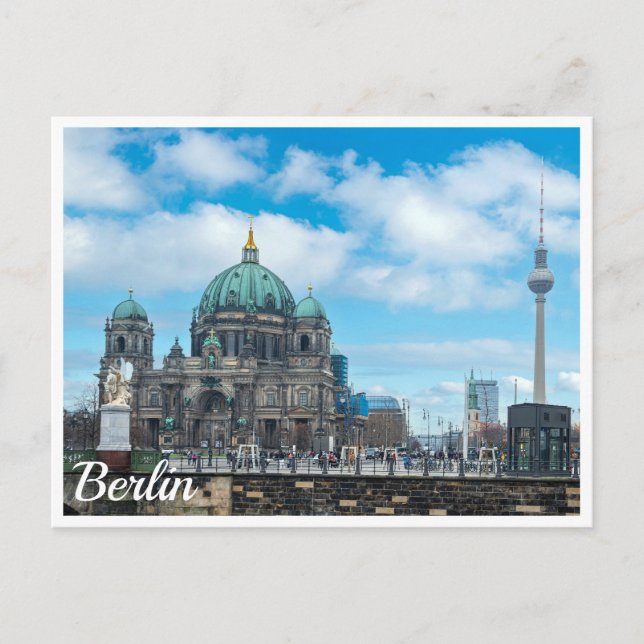Berlinkatedralen och TV torn i Berlin, Tyskland Vykort (Framsida)