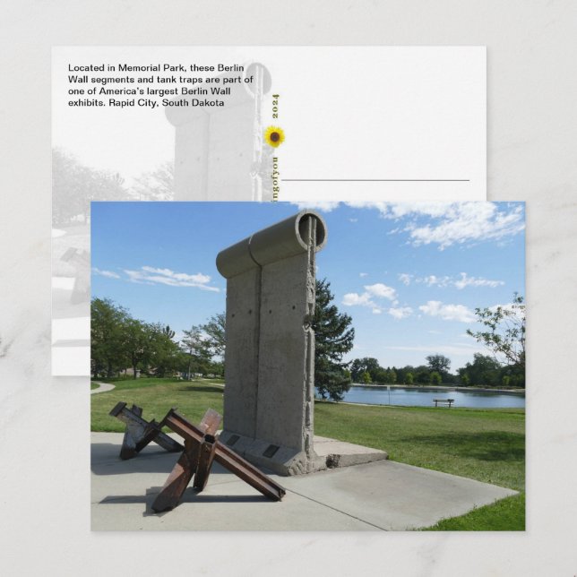 Berlinmuren, Memorial Park, Rapid City, SD - Vykort (Fram/baksida)