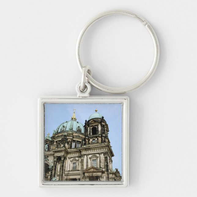 Berlins domkyrka fyrkantig silverfärgad nyckelring (Framsidan)
