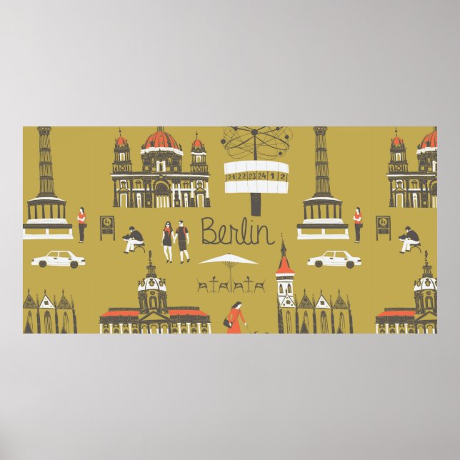 Berlins landmärken och monument poster (Framsidan)
