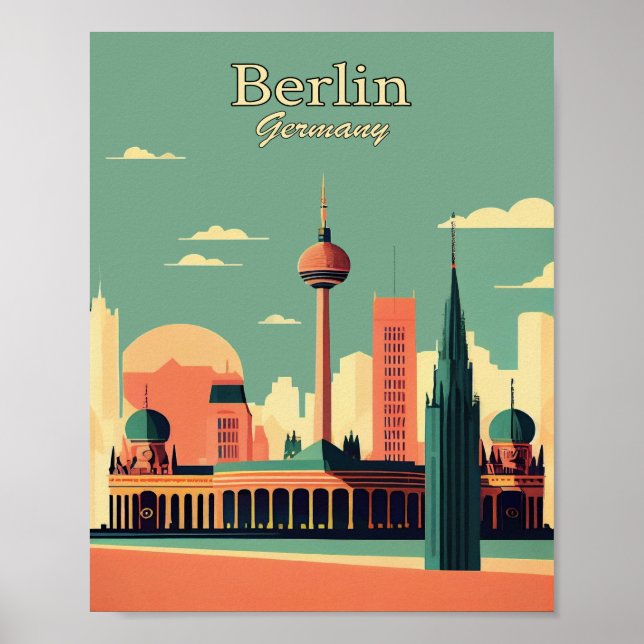 Berlins Poster av Tyskland minimal Vintage (Framsidan)