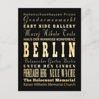 Berlins stad Tyskland Typography Art Vykort