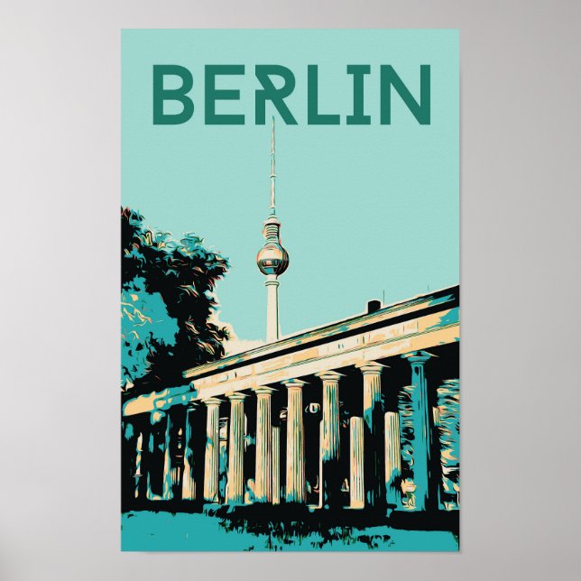 Berlins syn med Fernsehturm illustrerar Tyskland Poster (Framsidan)
