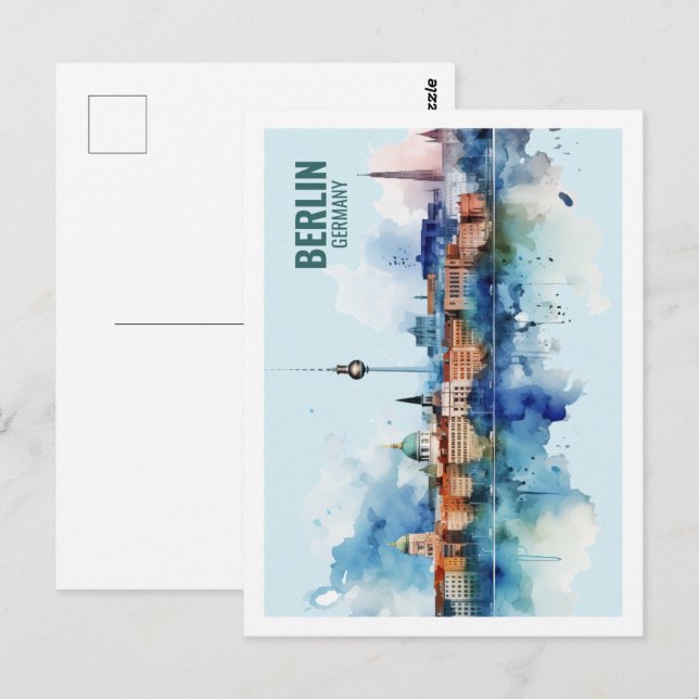 Berlins Tysklanda Berömd Travel Ställe Watercolor Vykort (Fram/baksida)