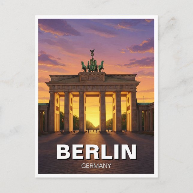 Berlins Tysklanda Brandenburg Grind sunset Travel Vykort (Framsida)
